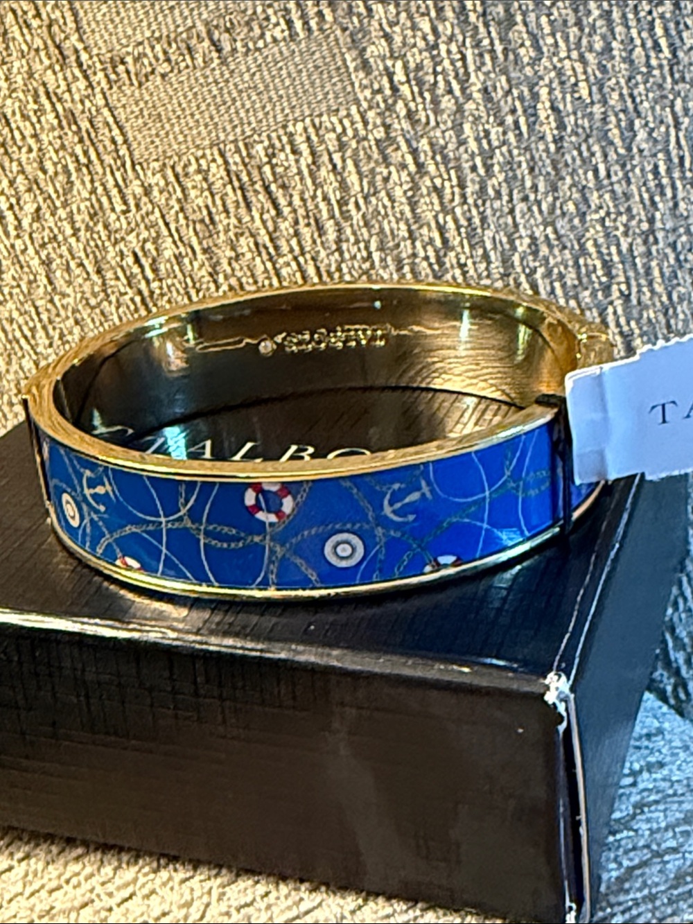 Nautical Blue Enamel Hinged Bangle Bracelet, NWT, Talbots